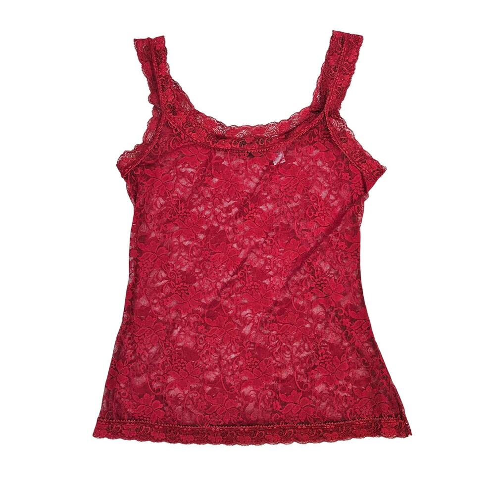 Fredrick's Of Hollywood Sheer Red Lace Cami Tank Top - Large
